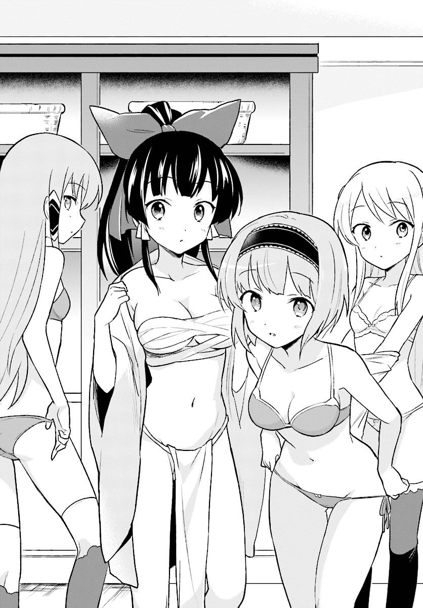 4girls bandages breasts cleavage else_shileska female_focus fundoshi highres isekai_wa_smartphone_to_tomo_ni. japanese_clothes kokonoe_yae large_breasts legs linse_shileska monochrome multiple_girls navel thighhighs thighs underwear undressing yumina_elnea_belfast
