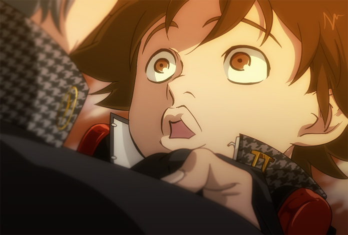 2boys :o atlus bad_id bad_pixiv_id eureka_seven eureka_seven_(series) hanamura_yousuke male_focus meme multiple_boys narukami_yu neta nijiura_7_(meme) open_mouth parody persona persona_4 renton_thurston solo_focus surprised upper_body wide-eyed xcurtanax