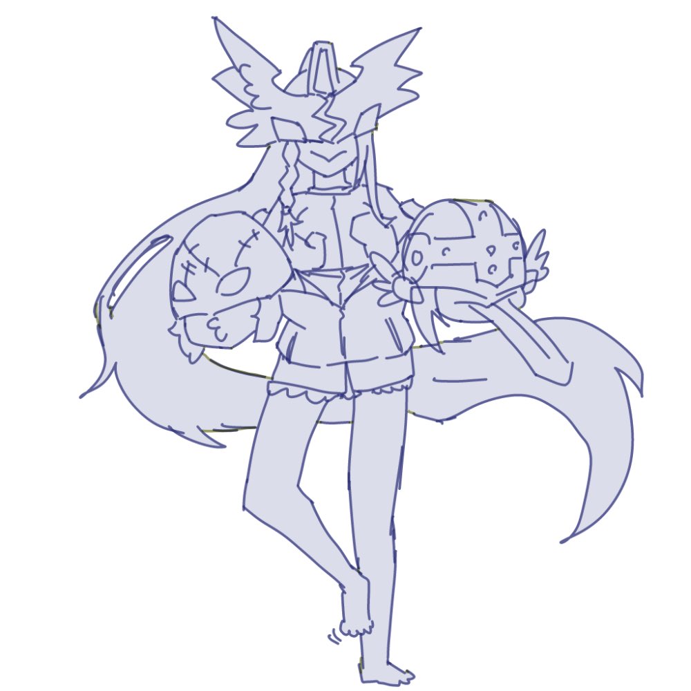 angewomon armor covered_eyes digimon digimon_(creature) fusion gerusyu ladydevimon long_hair mask mastemon omegamon parody wings
