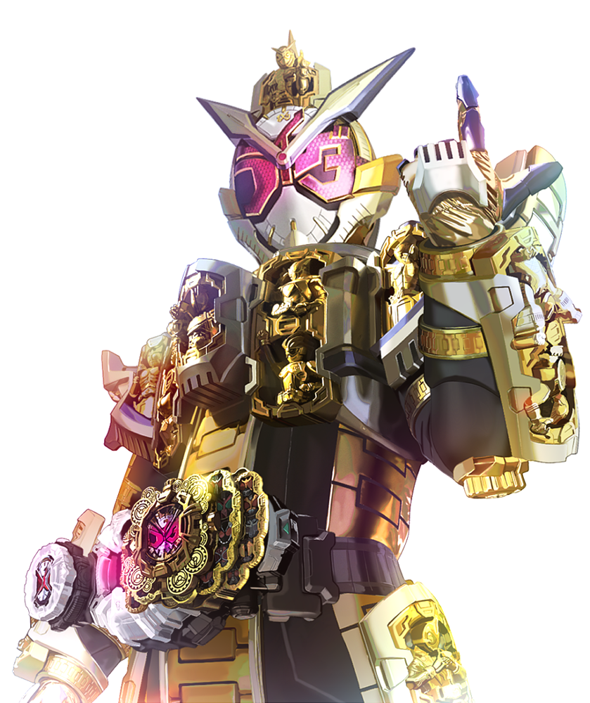 1boy armor belt black_bodysuit black_gloves bodysuit boots gloves gold_trim grand_zi-o_rider_watch helmet horns kamen_rider kamen_rider_grand_zi-o kamen_rider_zi-o kamen_rider_zi-o_(series) male_focus mask masukudo_(hamamoto_hikaru) multiple_boys official_alternate_costume pink_eyes pointing pointing_up red_eyes rider_belt rider_watch shoulder_armor solo standing sword tokusatsu weapon ziku_driver