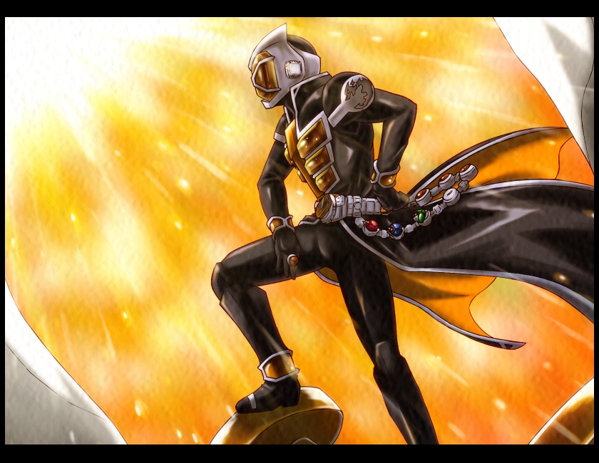 1boy belt gekoge_satoru jewelry kamen_rider kamen_rider_wizard kamen_rider_wizard_(series) mahou_shoujo_madoka_magica mahou_shoujo_madoka_magica_(anime) male_focus mask ring solo