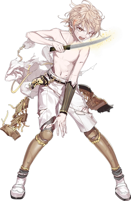 10s 1boy armor black_pantyhose blonde_hair blood full_body injury izumi_(nagashi) japanese_armor kiwame_(touken_ranbu) kote male_focus monoyoshi_sadamune official_art one_eye_closed open_mouth pantyhose pantyhose_under_shorts print_pantyhose shin_guards shorts solo standing sword topless_male torn_clothes torn_pantyhose touken_ranbu transparent_background wakizashi weapon yellow_eyes