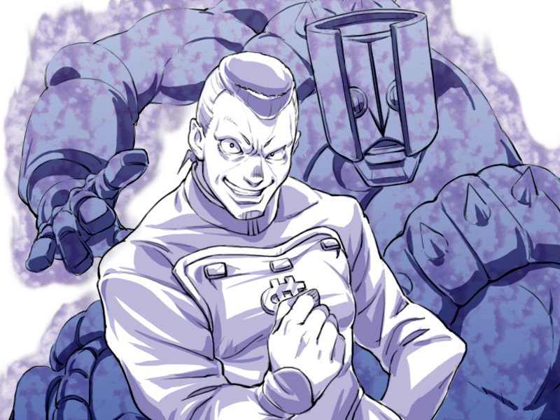1boy aura clenched_hand diamond_wa_kudakenai dollar_sign gakuran greyscale grin jojo_no_kimyou_na_bouken makoto_osamu male_focus monochrome nijimura_okuyasu pompadour school_uniform smile solo stand_(jojo) the_hand_(stand) upper_body