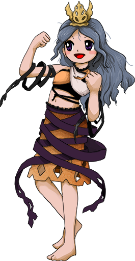 1girl chirizuka_ubame clenched_hands crown fossilized_wonders gloves grey_hair long_hair official_art purple_eyes purple_ribbon ribbon single_glove smile solo touhou transparent_background zun_(artist)