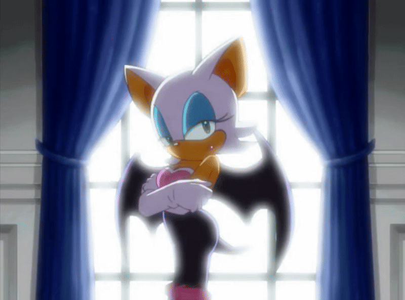 00s 1girl 2004 animal_ears animal_nose animated animated_gif anime_screenshot armor ass bare_shoulders bat_(animal) bat_ears bat_girl bat_wings blue_eyeshadow boots breastplate breasts cleavage crossed_arms curtains elbow_gloves eyeliner eyeshadow furry furry_female gloves large_breasts large_ears lipstick makeup rouge_the_bat sega short_hair solo sonic_(series) sonic_x tagme tail tan white_fur white_gloves window wings