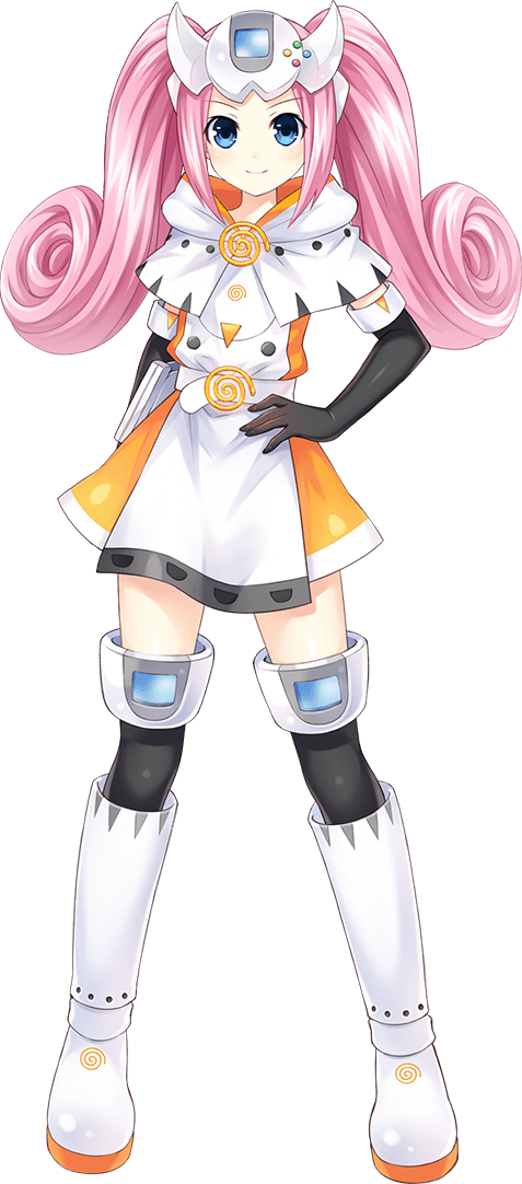 1girl blue_eyes choujigen_taisen_neptune_vs_sega_hard_girls female_focus game_console hair_ornament hand_on_own_hip long_hair official_art personification pink_hair sega_dreamcast sega_dreamcast_(sega_hard_girls) sega_hard_girls solo transparent_background twintails