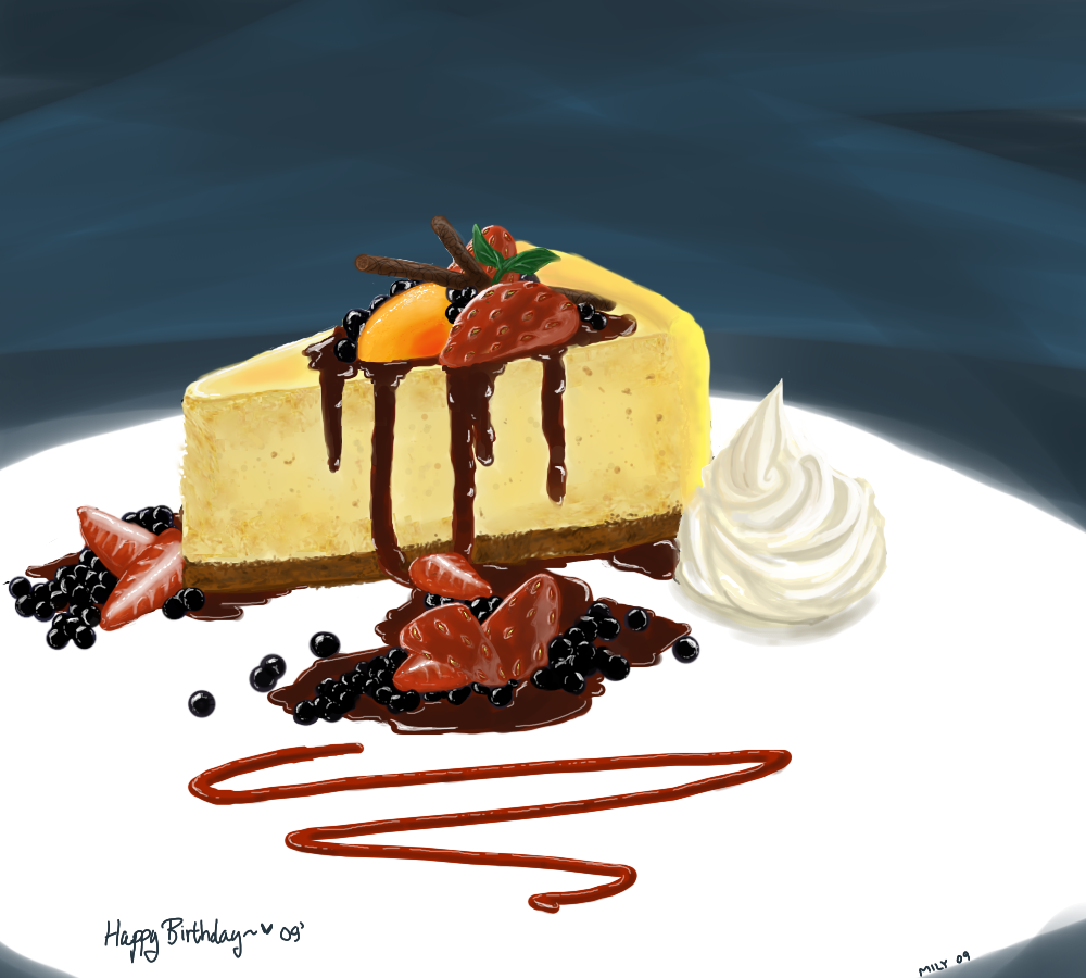 cake cheesecake doursiel food food_focus fruit fruitcake no_humans still_life strawberry whipped_cream