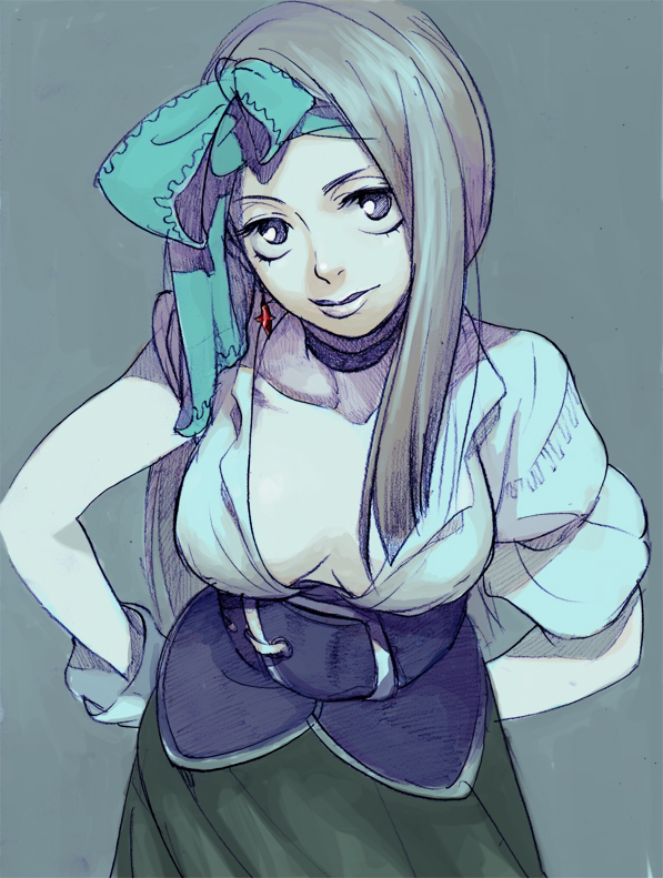 00s 1girl asahi_(sakanasakana) bandana belt breasts female_focus final_fantasy final_fantasy_ix long_hair ruby_(ff9) solo