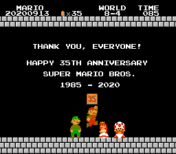 1girl 3boys 8-bit ?_block artist_request crown dress facial_hair indoors long_hair lowres luigi mario mario_(series) multiple_boys mustache nintendo overalls princess princess_peach red_hair toad_(mario)