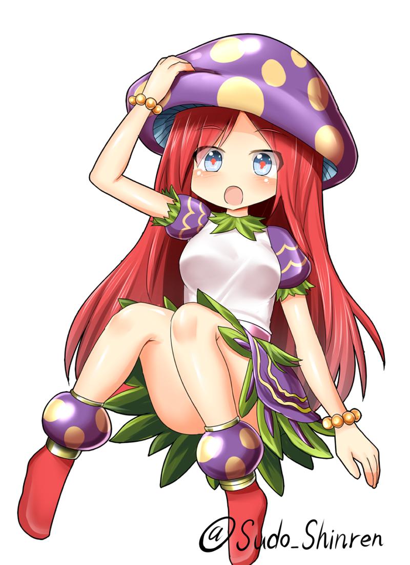1girl breasts breath_of_fire breath_of_fire_ii dress hat legs long_hair looking_at_viewer pink_hair simple_background solo spar sudou_noboru white_background
