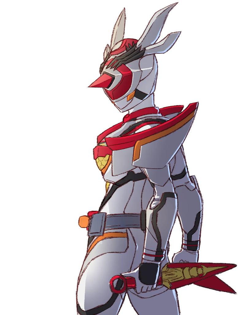1girl antennae armor belt breastplate rider_belt dual_wielding holding kamen_rider kamen_rider_aguilera kamen_rider_revice kunai queen_bee_genome sketch to_ze tokusatsu vistamp weapon weekendriver white_background