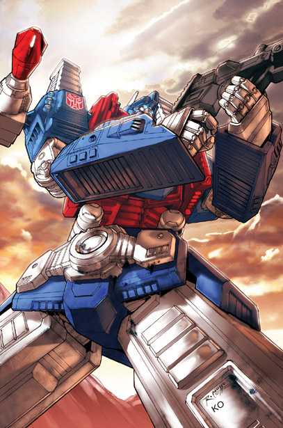 artist_collaboration blue_eyes cloud comic_cover commentary cover_image english_commentary from_below glowing glowing_eyes gun holding holding_gun holding_weapon kieran_oats mecha mecha_focus no_humans official_art rex-203 robot science_fiction sky solo the_transformers_(idw) transformers ultra_magnus weapon