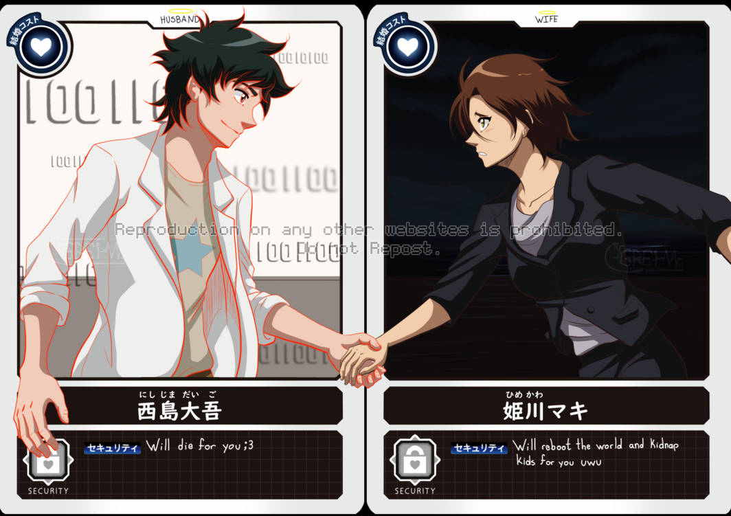 1boy 1girl digimon himekawa_maki looking_at_another nishijima_daigo short_hair smile