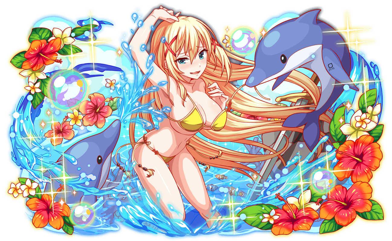 1girl 5others anime_coloring aqua_eyes arm_up artist_request bare_arms bare_legs bare_shoulders beach beads bikini black_eyes blonde_hair blue_sky blush breasts bubble cloud clownfish collarbone coral crash_fever darkness_(konosuba) dolphin dot_nose eyelashes fish flower game_cg hair_between_eyes hair_ornament hibiscus huge_breasts kono_subarashii_sekai_ni_shukufuku_wo! leaf long_hair mouth_hold multiple_others narrow_waist navel number_tattoo numbered ocean official_art open_mouth outline partially_submerged plumeria red_flower red_outline rock side-tie_bikini_bottom sideboob skinny sky solid_oval_eyes solo_focus spaghetti_strap sparkle spitting square square_tattoo straight_hair swimsuit sword tachi-e tassel tattoo third-party_source tongue too_many_flowers transparent_background underboob very_long_hair water_drop weapon white_flower wispy_bangs x_hair_ornament yellow_bikini