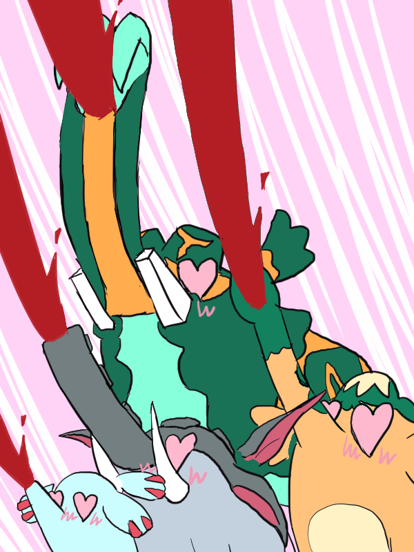 2-gou_blue animal_focus blood blush commentary_request copperajah cufant donphan elephant evolutionary_line gen_2_pokemon gen_8_pokemon heart heart-shaped_eyes looking_up nintendo no_humans parody phanpy pink_background pokemon pokemon_(creature) sketch tusks