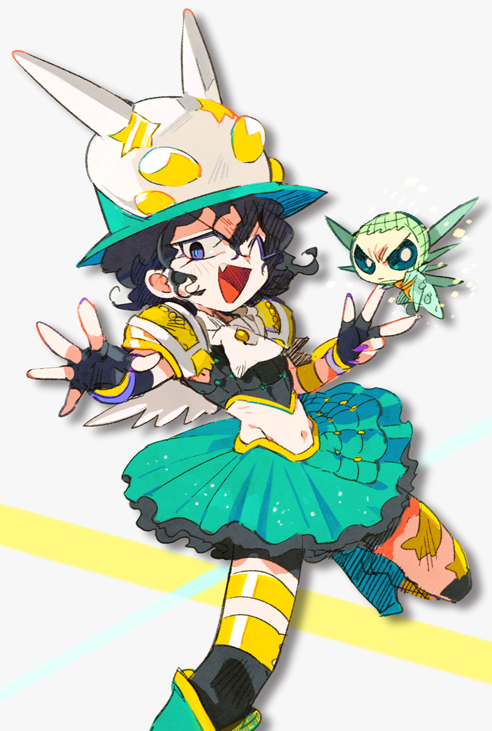 20th_century_boy_(stand) bad_id bad_pixiv_id black_hair crossdressing fang hat highres jojo_no_kimyou_na_bouken magenta_magenta magical_girl nabeshi_koyomi steel_ball_run wekapipo