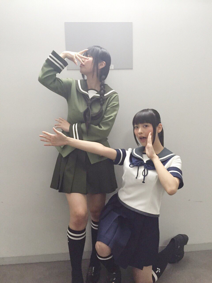 2girls bad_id bad_twitter_id braid cosplay cosplay_photo fubuki_(kancolle) fubuki_(kancolle)_(cosplay) kantai_collection kitakami_(kancolle) kitakami_(kancolle)_(cosplay) multiple_girls ootsubo_yuka photo_(medium) real_life school_uniform skirt socks uesaka_sumire voice_actor
