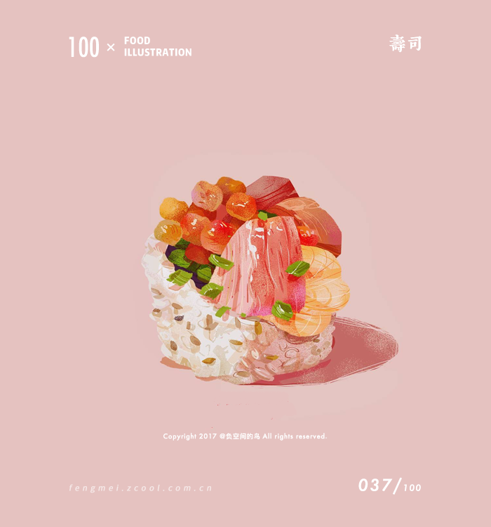 caviar chinese_commentary chopped_spring_onion commentary_request copyright_notice dated fengmeimm fish_(food) food food_focus food_request no_humans original pink_background realistic rice shadow simple_background still_life watermark web_address