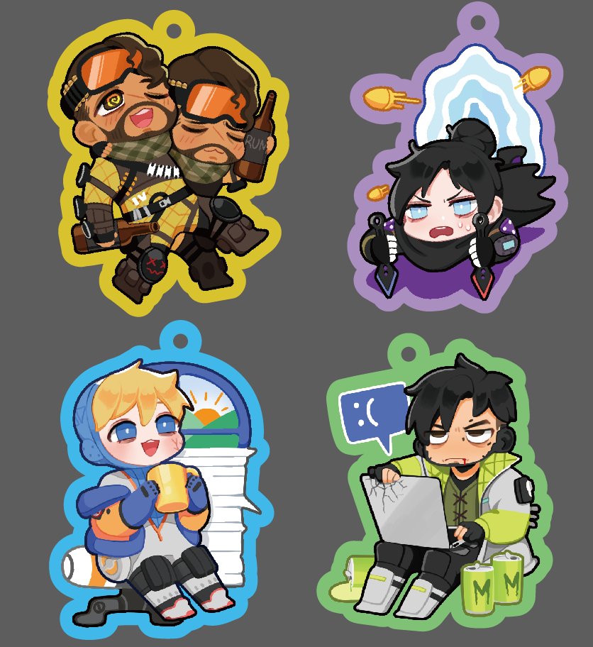 2boys 2girls animification annoyed apex_legends black_gloves black_pants black_sclera blonde_hair blue_eyes blue_gloves bodysuit boots bottle brown_hair bullet can clone colored_sclera computer crypto_(apex_legends) cup fingerless_gloves frown gloves goggles goggles_on_head green_vest holding holding_bottle holding_cup holding_knife hope&#039;s_dawn_(apex_legends) hope&#039;s_dusk_(apex_legends) jacket knee_pads knife korean_commentary kunai laptop mirage_(apex_legends) mug multiple_boys multiple_girls namjak one_eye_closed open_mouth pants partially_fingerless_gloves portal_(object) shoes smile sneakers speech_bubble v-shaped_eyebrows vest wattson_(apex_legends) weapon white_bodysuit white_footwear white_jacket wraith_(apex_legends) yellow_bodysuit