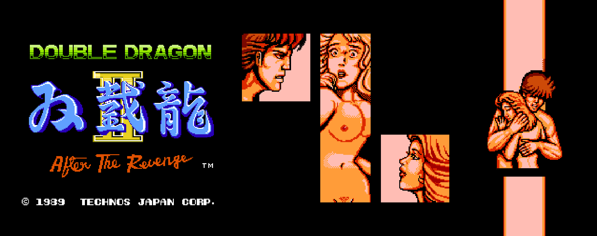 1boy 1girl arc_system_works billy_lee breasts double_dragon double_dragon_ii_(the_revenge) highres marian_kelly nude pixel_art pubic_hair technos