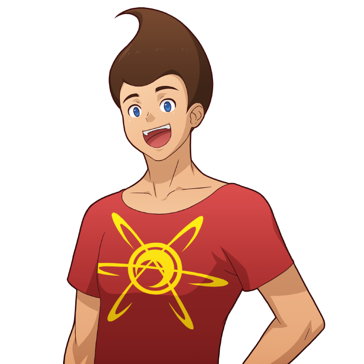 1boy animification brown_hair happy jimmy_neutron jimmy_neutron_(series) looking_at_viewer male_focus mike_inel open_mouth red_shirt shirt short_hair simple_background smile solo tagme teeth upper_body white_background