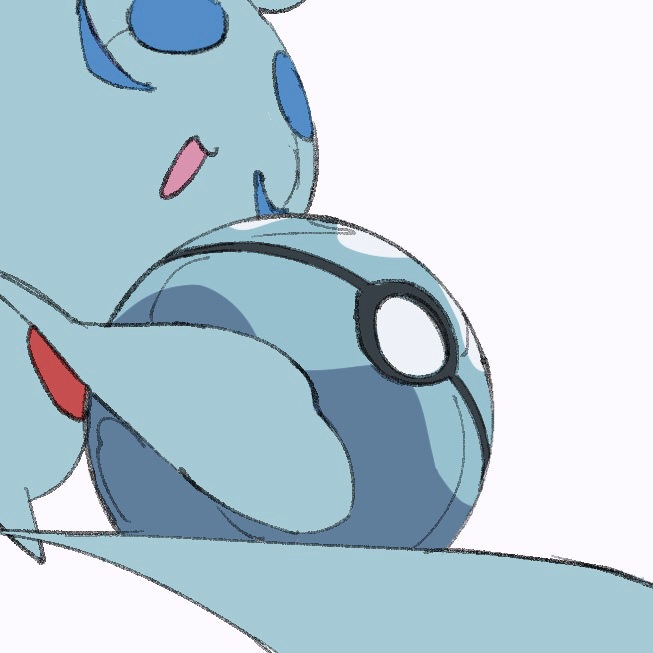 animal_focus closed_eyes dive_ball flat_color gen_4_pokemon happy hugging_object mythical_pokemon nintendo no_humans open_mouth phione poke_ball pokemon pokemon_(creature) simple_background sketch smile solo takashi_(pixiv_80298118) u_u white_background