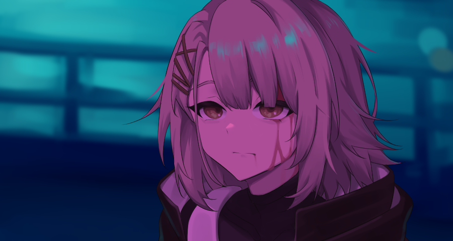 1girl act_(xadachit) black_jacket black_shirt blade_runner_2049 blonde_hair blood blood_on_face closed_mouth covered_collarbone girls&#039;_frontline girls&#039;_frontline_2:_exilium hair_ornament hairclip jacket medium_hair meme portrait shirt solo vector_(girls&#039;_frontline) vector_(girls&#039;_frontline_2) yellow_eyes you_look_lonely_(meme)