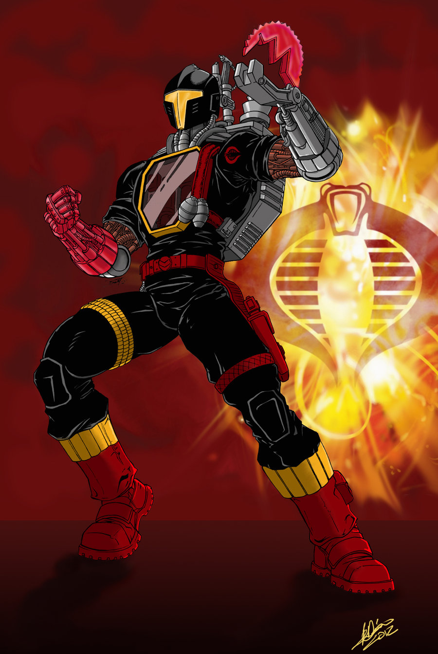 10s 2012 android arm_cannon armor artist_request backpack bag belt boots claws clenched_hand clothed_robot cobra_b.a.t. crimson_b.a.t. emblem explosion explosive fire g.i._joe grenade gun handgun helmet highres holster humanoid_robot machinery mecha military military_uniform robot science_fiction signature soldier weapon wire