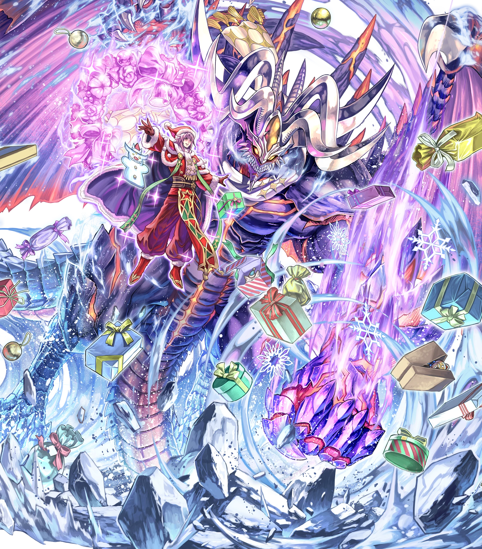 1boy demon demon_horns evil_smile fire_emblem fire_emblem_heroes fomortiis_(fire_emblem) fomortiis_(winter)_(fire_emblem) highres horns lyon_(fire_emblem) lyon_(winter)_(fire_emblem) nintendo non-web_source official_alternate_costume official_art santa_costume smile