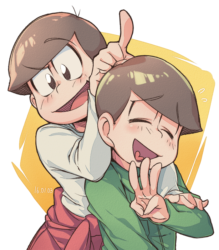 2boys matsuno_choromatsu matsuno_osomatsu multiple_boys osomatsu-san osomatsu_(series) rian_(bdl) tagme