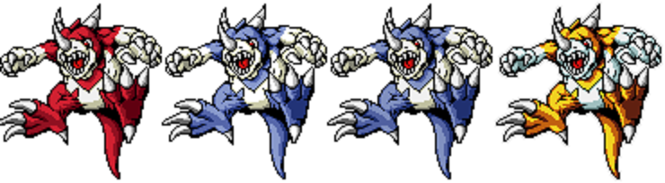 claws digimon digimon_(creature) dragon goldv-dramon horns masterv-dramon official_art open_mouth red_eyes redv-dramon sharp_teeth tail teeth v-dramon
