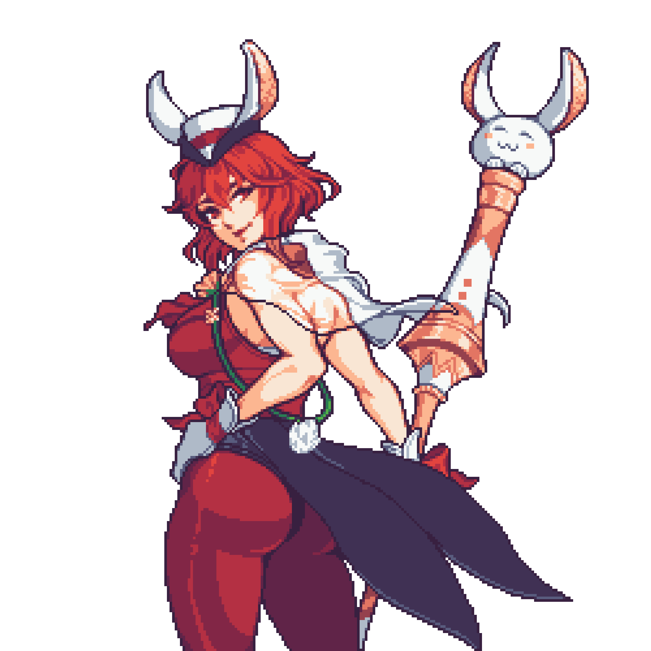 absurdres animal_ears ass buskhusker fire_emblem from_behind hand_on_own_hip hat highres leotard minerva_(fire_emblem) minerva_(spring)_(fire_emblem) nintendo pantyhose playboy_bunny polearm rabbit_ears rabbit_tail red_eyes red_hair short_hair solo spear top_hat transparent_background weapon