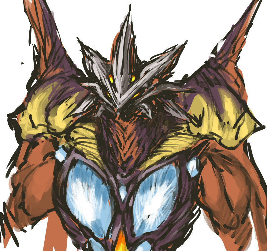 bioluminescence daiei_film gamera_(series) gamera_3:_revenge_of_iris giant giant_monster glowing glowing_eyes iris_(gamera) kaiju looking_at_viewer monster nameo_(judgemasterkou) no_humans one-eyed simple_background white_background yellow_eyes