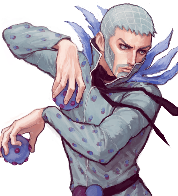 1boy bad_drawr_id bad_id ball beard blue_eyes blue_facial_hair blue_hair drawr facial_hair jojo_no_kimyou_na_bouken male_focus matching_hair/eyes mustache oekaki solo steel_ball_run tkd_dkt wekapipo