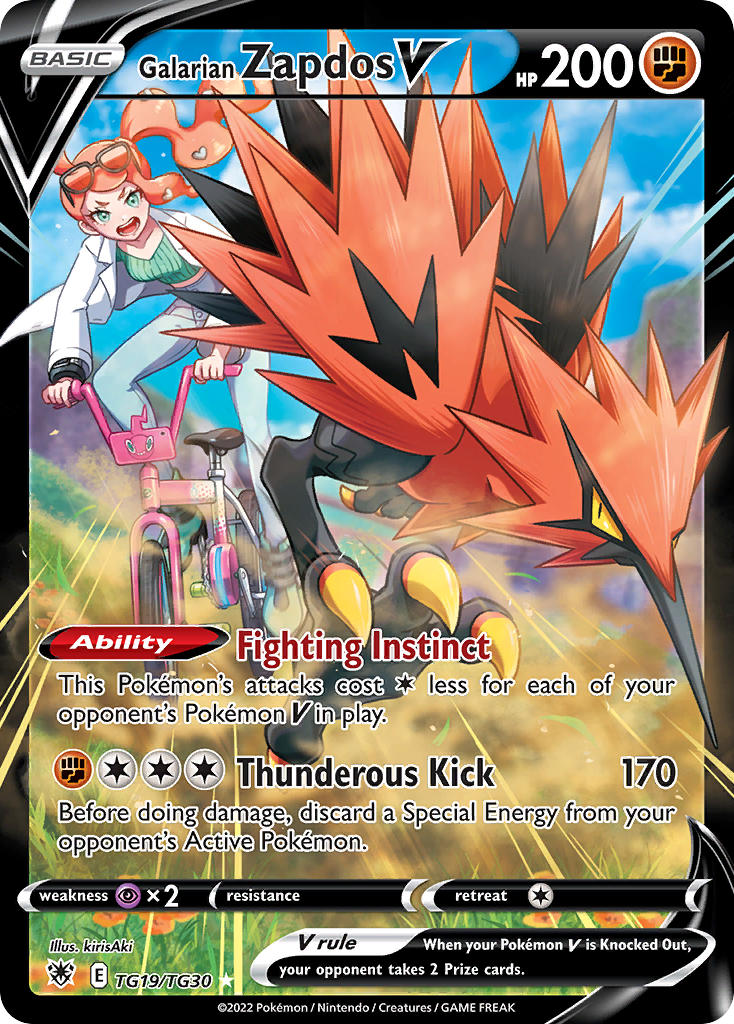 1girl angry aqua_eyes aqua_sweater artist_name bicycle blue_pants blue_sky breasts card_(medium) character_name cloud company_name copyright_name copyright_notice day dust emphasis_lines english_text eyelashes eyewear_on_head flower galarian_form galarian_zapdos gen_4_pokemon gen_8_pokemon grass hair_ornament heart heart_hair_ornament jacket kirisaki_(gin16k) lab_coat legendary_pokemon long_hair long_sleeves midriff nintendo official_art open_clothes open_jacket open_mouth orange_flower orange_hair outdoors pants pokemon pokemon_(creature) pokemon_card pokemon_swsh pokemon_tcg ponytail riding riding_bicycle rotom rotom_bike rotom_phone running sky sonia_(pokemon) sunglasses sweater talons teeth third-party_source trading_card v-shaped_eyebrows v-shaped_eyes white_jacket