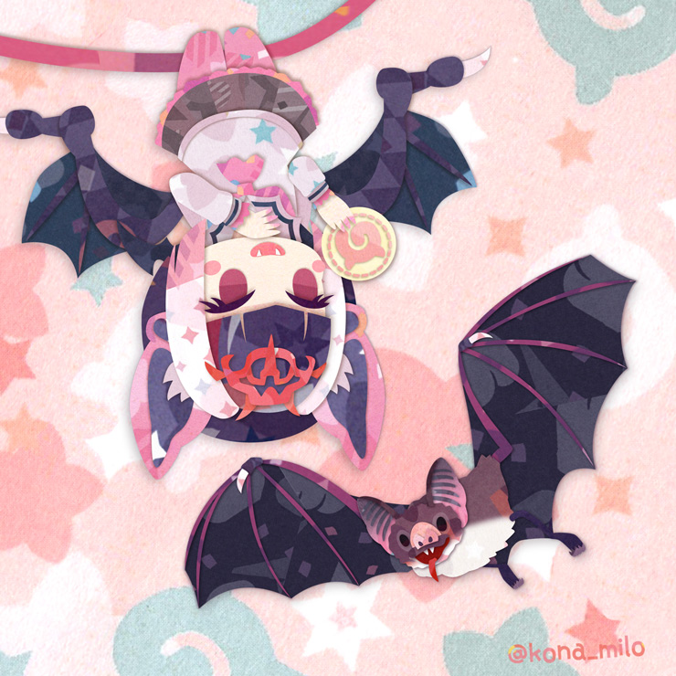 1girl animal animal_ears bat_(animal) bat_ears bat_girl bat_wings common_vampire_bat_(kemono_friends) food japari_bun kemono_friends kikuchi_milo simple_background wings