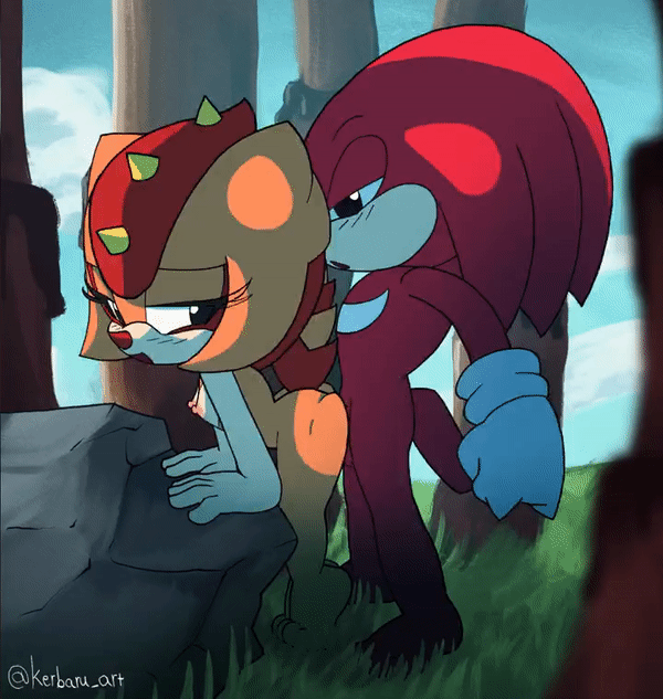1boy 1girl animated animated_gif breasts furry furry_with_furry hetero interspecies kerbaru_art knuckles_the_echidna loli nipples nude outdoors penis rock sex sex_from_behind sonic_(series) trip_the_sungazer