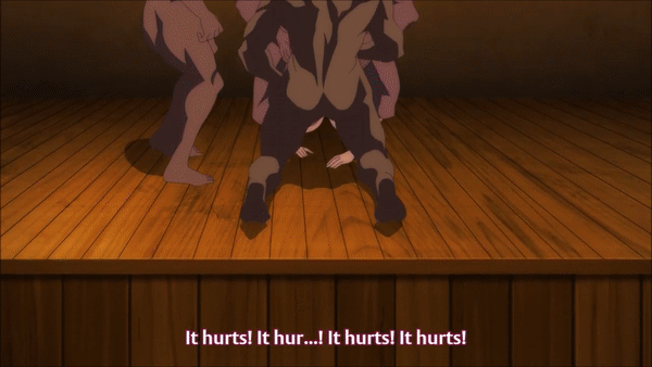 2girls 3boys animated animated_gif barefoot blade_(kaiyari) blonde_hair blood blush bone cannibalism completely_nude crying crying_with_eyes_open dark-skinned_male dark_skin death defeat defeated_villainess eating feet food gang_rape gangbang group_sex guro hard_vore helpless kaifuku_jutsushi_no_yarinaoshi_~sokushi_mahou_to_skill_copy_no_chouetsu_heal~ keyarga_(kaiyari) looping_animation meat multiple_boys multiple_girls murder nude pain rape revenge sadism screaming sex short_hair snuff soles taunting tears teeth third-party_edit toes vore watching wooden_floor