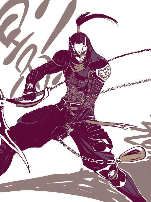 armor chain hattori_hanzo mask monochrome ninja scythe sengoku_musou