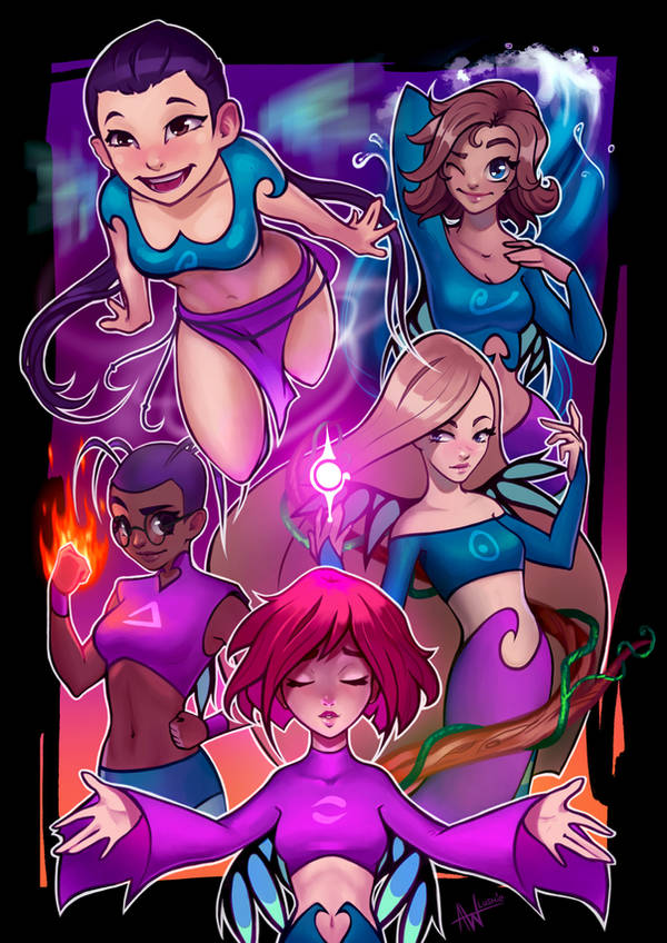 5girls blonde_hair closed_eyes cornelia_hale glasses hay_lin irma_lair long_hair multiple_girls open_mouth taranee_cook w.i.t.c.h. will_vandom
