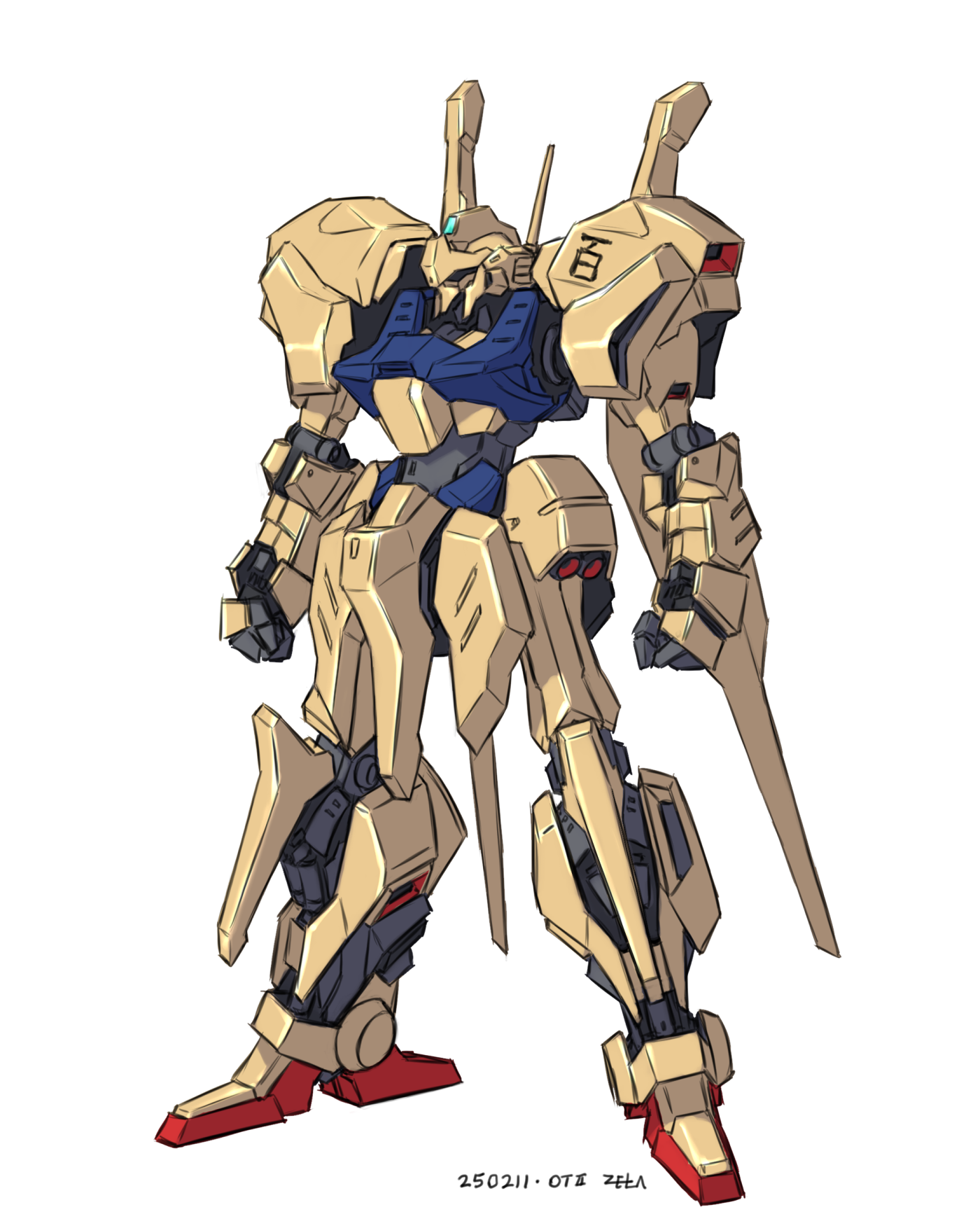 2015 aeug character_name clenched_hands colored_lineart commentary_request dated exposed_internal_machinery gundam highres hyaku_shiki korean_commentary mecha mecha_focus mobile_suit no_humans original radio_antenna redesign robot roundel science_fiction signature sketch title translation_request white_background z006 zeta_gundam zeta_gundam_define