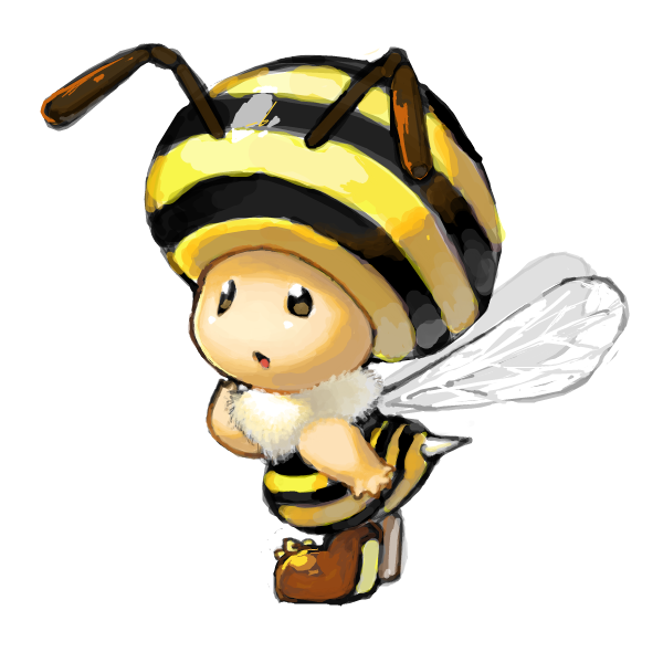 alternate_costume antennae bee bee_costume bee_print bee_wings bug fake_antennae fake_wings fur_collar home_(houmei) insect insect_wings mario_(series) nintendo stinger toad_(mario) wings