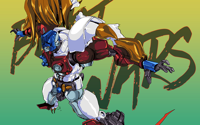 beast_wars beast_wars_ii commentary copyright_name english_commentary green_background hinomars19 lio_convoy looking_down maximal mecha no_humans open_hands orange_eyes paid_reward_available robot science_fiction solo transformers