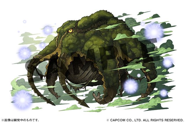 artist_request capcom creature fanart_digital full_body giant giant_monster glowing glowing_eyes glowing_orb green_mist monster monster_hunter_(series) mossya solo source_request tentacles video_game yama_tsukami_(monster_hunter)