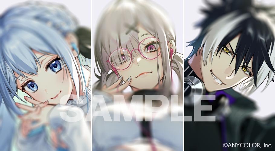 1boy 2girls :3 aitsuki_nakuru animal_ears bespectacled black_hair black_jacket black_ribbon blue_eyes blue_hair blurry closed_mouth column_lineup copyright_notice earphones eyes_visible_through_hair frilled_shirt_collar frills glasses grey_hair grin hair_between_eyes hair_ornament hair_over_one_eye hair_ribbon hand_to_own_mouth headphones headphones_around_neck holostars interlocked_fingers jackal_boy jackal_ears jacket kageyama_shien la_priere long_hair long_sleeves looking_at_viewer low_twintails masahisax mole mole_under_eye multicolored_hair multiple_girls nail_polish nijisanji official_art own_hands_together pink-framed_eyewear pink_eyes pink_nails portrait ready_steady_(vocaloid) ribbon sample_watermark shirt short_hair simple_background smile sukoya_kana turtleneck twintails two-tone_hair utaite v-shaped_eyebrows virtual_youtuber watermark white_background white_hair white_jacket white_nails white_shirt x_hair_ornament yellow_eyes