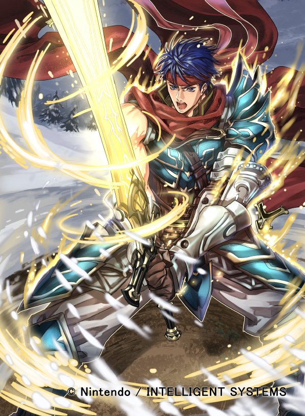 1boy armor cape company_name fire_emblem fire_emblem:_radiant_dawn fire_emblem_cipher headband holding holding_sword holding_weapon ike_(fire_emblem) ike_(vanguard_legend)_(fire_emblem) kuroba.k kuroba_k muscular muscular_male nintendo official_art sword weapon
