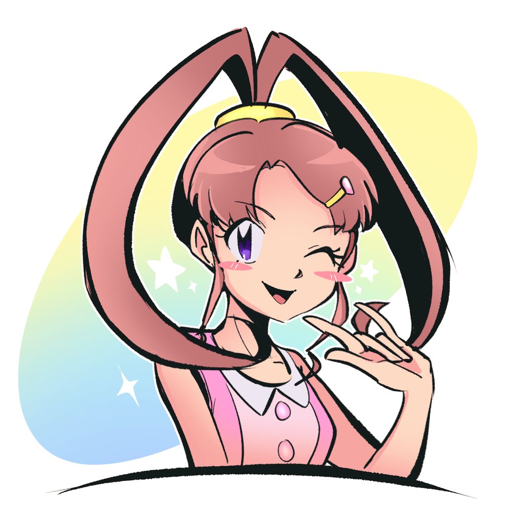 amano_nene_(digimon_xros_wars) blush brown_hair digimon_xros_wars digimon_xros_wars:_toki_wo_kakeru_shounen_hunter-tachi hair_ornament hairpin long_hair looking_at_viewer oh_sorry_01 purple_eyes sparkle star_(symbol) twintails wings