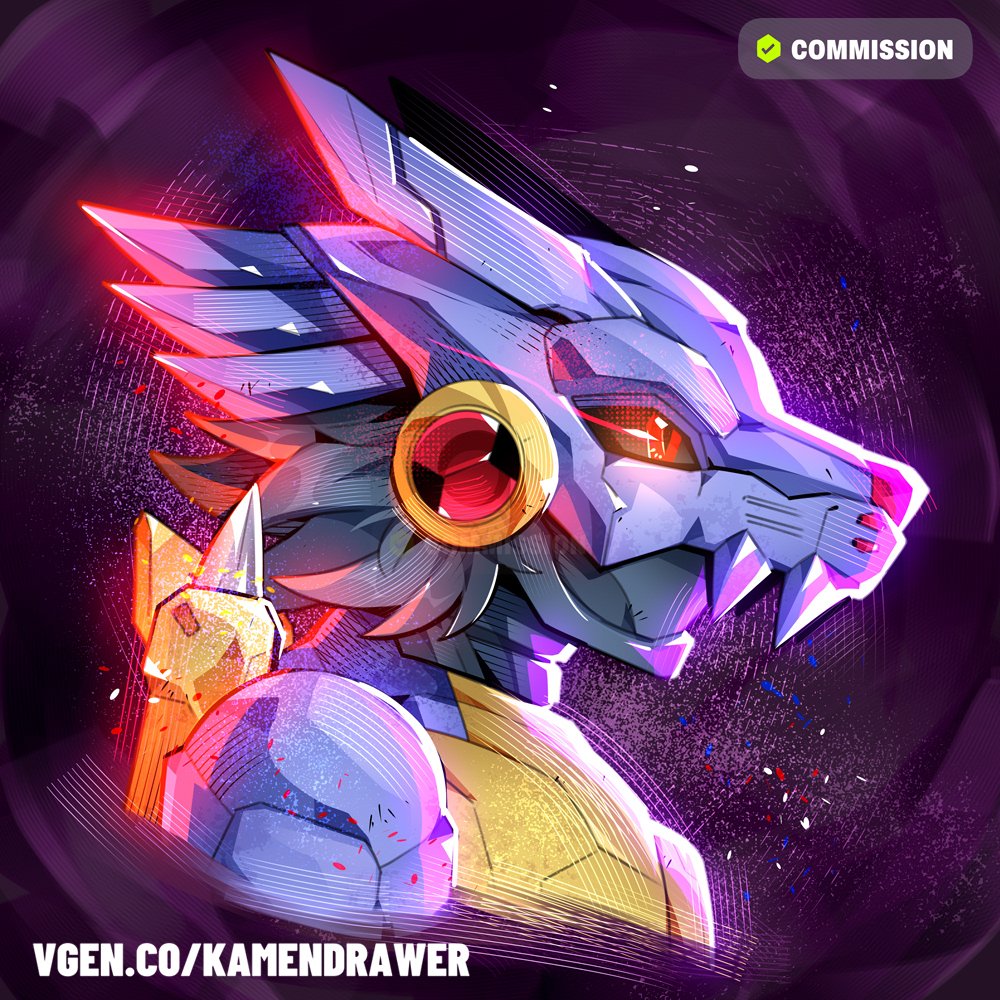 1boy ashmish black_hair commission cosplay digimon emblem from_side helmet male_focus mask mechanical_wings mega_man_(series) mega_man_battle_network_(series) megaman.exe metalgarurumon metalgarurumon_(cosplay) mouth_mask profile red_eyes slit_pupils solo upper_body vgen_commission wings
