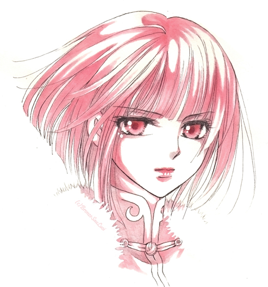 1girl bronzesauluoi chinese_clothes female_focus gintama lips mutsu_(gintama) portrait short_hair simple_background solo white_background