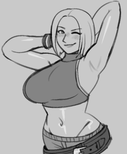 1girl badly_tagged_upload blue_mary breasts curvy female_focus gloves huge_breasts large_breasts leather one_eye_closed pants royalmilk20 shirt short_hair smile smiley_face tank_top the_king_of_fighters thick_thighs thighs tight_clothes tight_shirt vexwarlock wide_hips wink